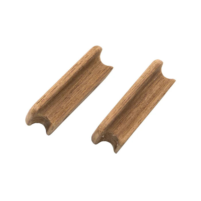 2 Rectangular Teak Drawer Pulls, 2-3/4" Long