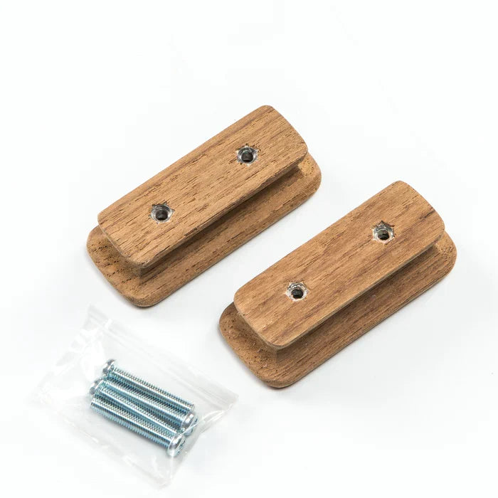 2 Rectangular Teak Drawer Pulls, 2-3/4" Long