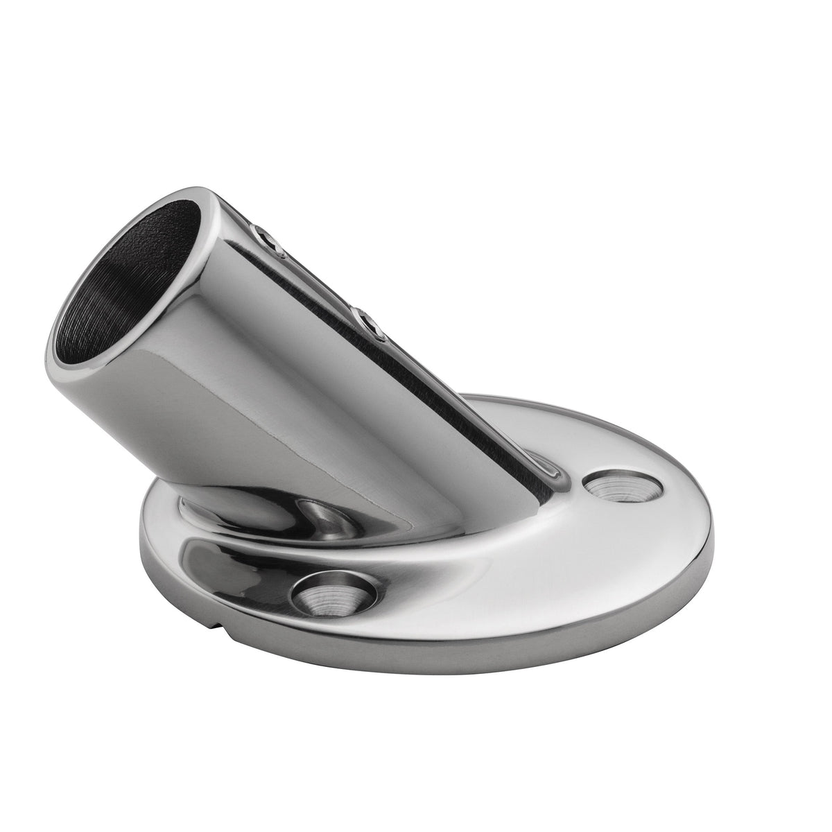 Handrail Rail Round Base 2-1/2" -  7/8" O.D. - 45° - Stainless Steel - 6014