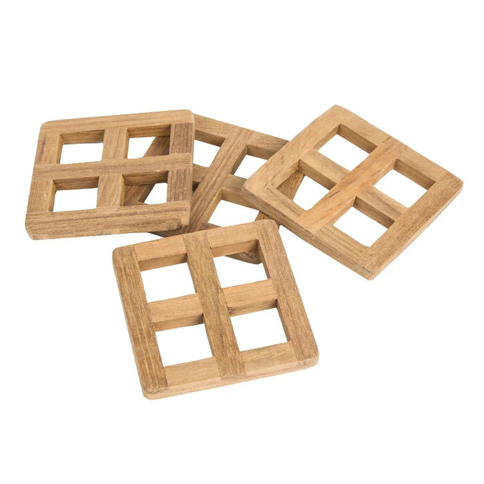 3" Premium Grade Teak 4-Piece Coaster Set