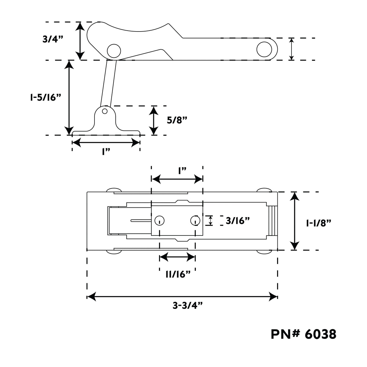 Black Rubber Draw Latch with S-Keeper