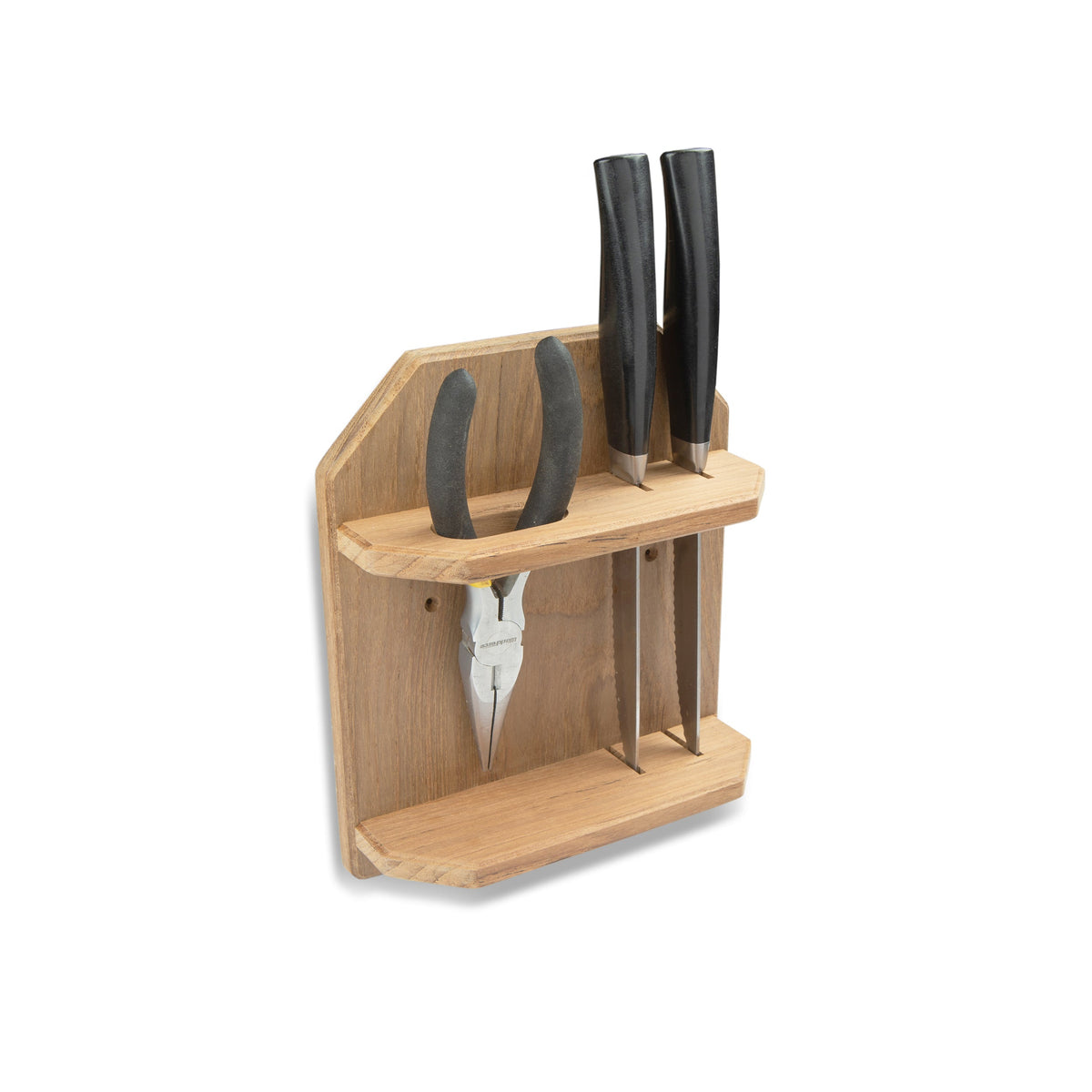 6-1/2" Premium Grade Teak Knife & Pliers Holder