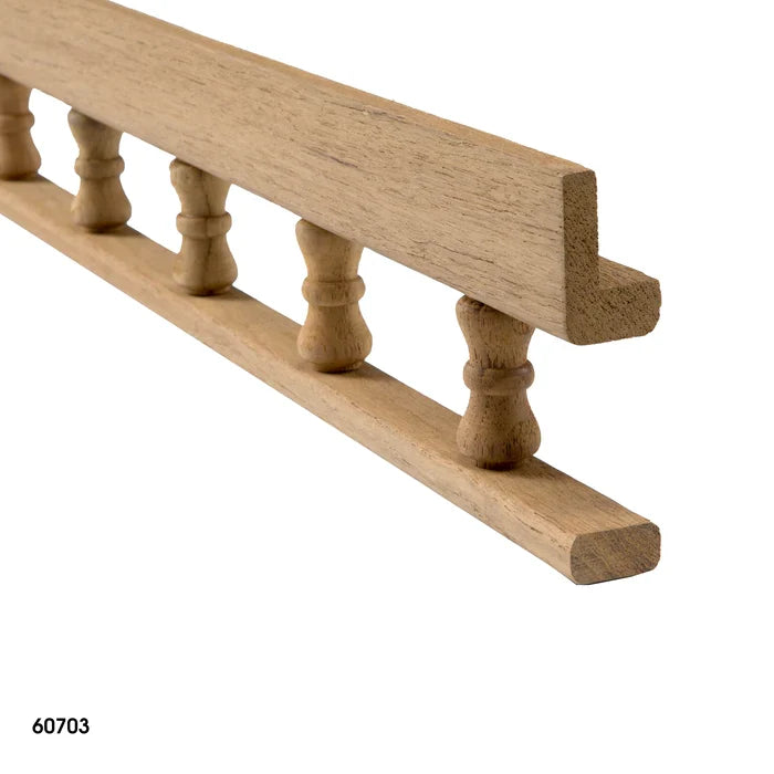 Teak Pin Rail, L-Type, 7/8" W x 2-9/16" H x 60" L