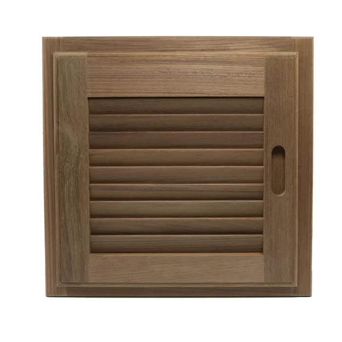 Teak Louvered Door & Frame, 15" x 15", Left Hand