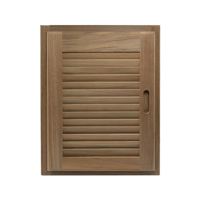 Teak Louvered Door & Frame, 15" x 20", Left Handed
