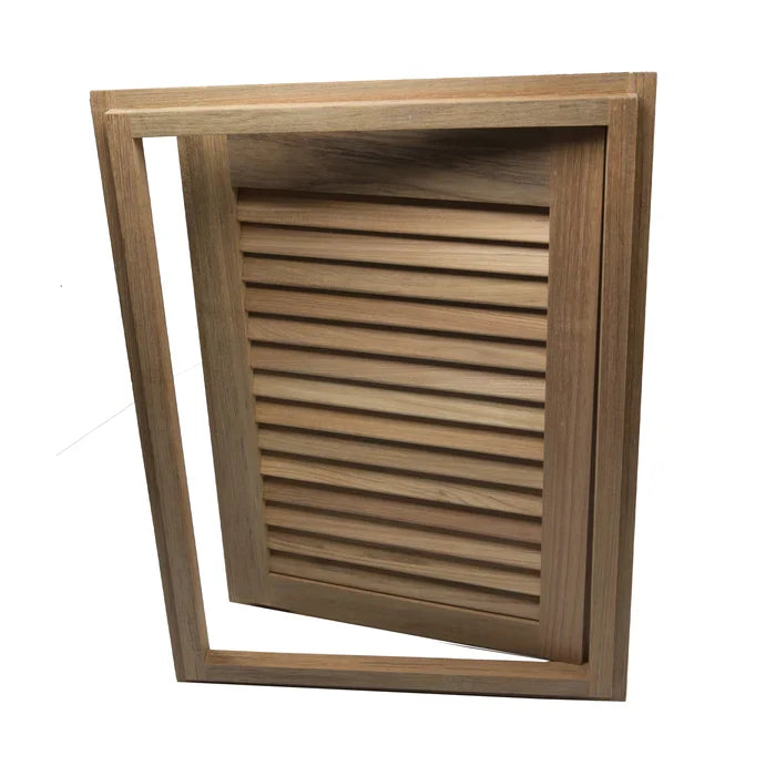 Teak Louvered Door & Frame, 15" x 20", Left Handed