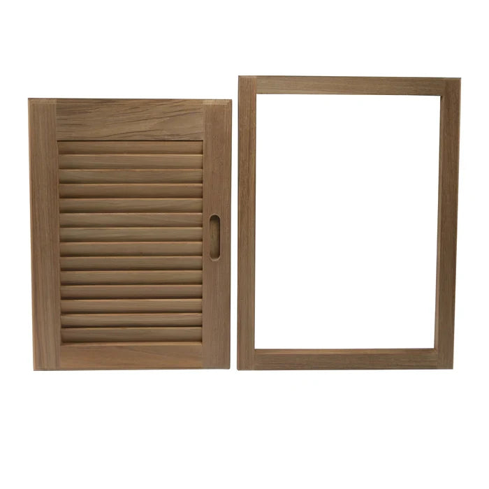 Teak Louvered Door & Frame, 15" x 20", Left Handed
