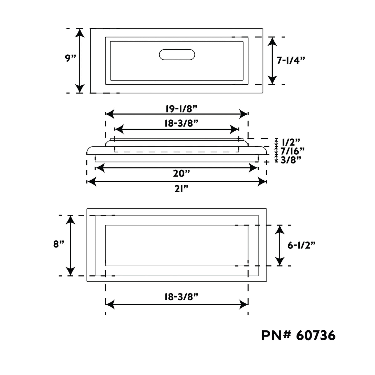 21" drawer/door front & frame<br>