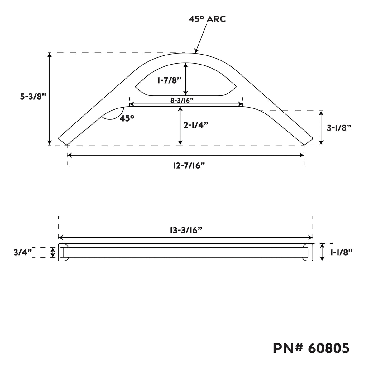 3/4" Premium Grade Teak Track Corner Cap/Hand Hold Bulkhead Molding