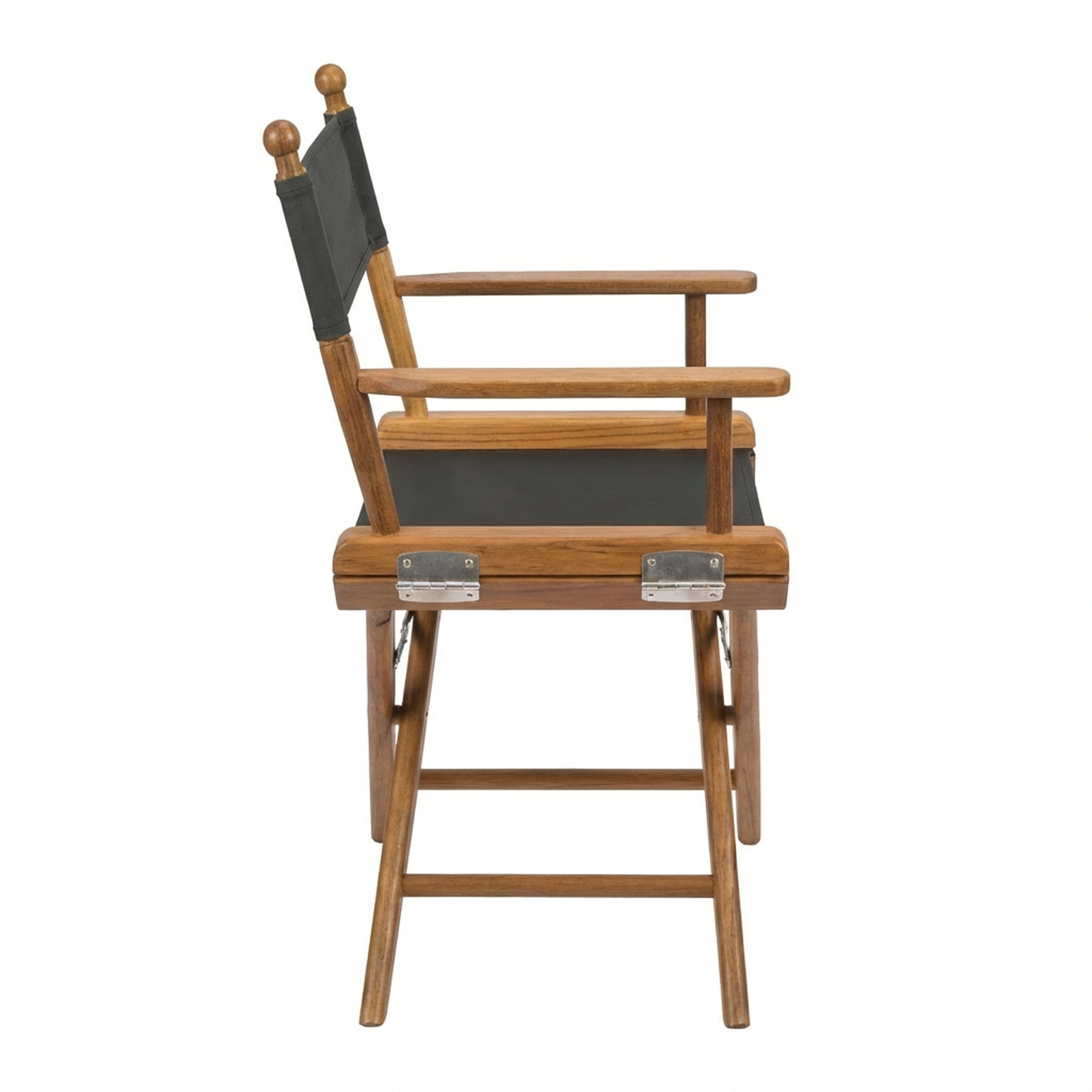 Premium Grade Teak Folding Newport Directors Chair with Black Sunbrella Fabric Seat Slings