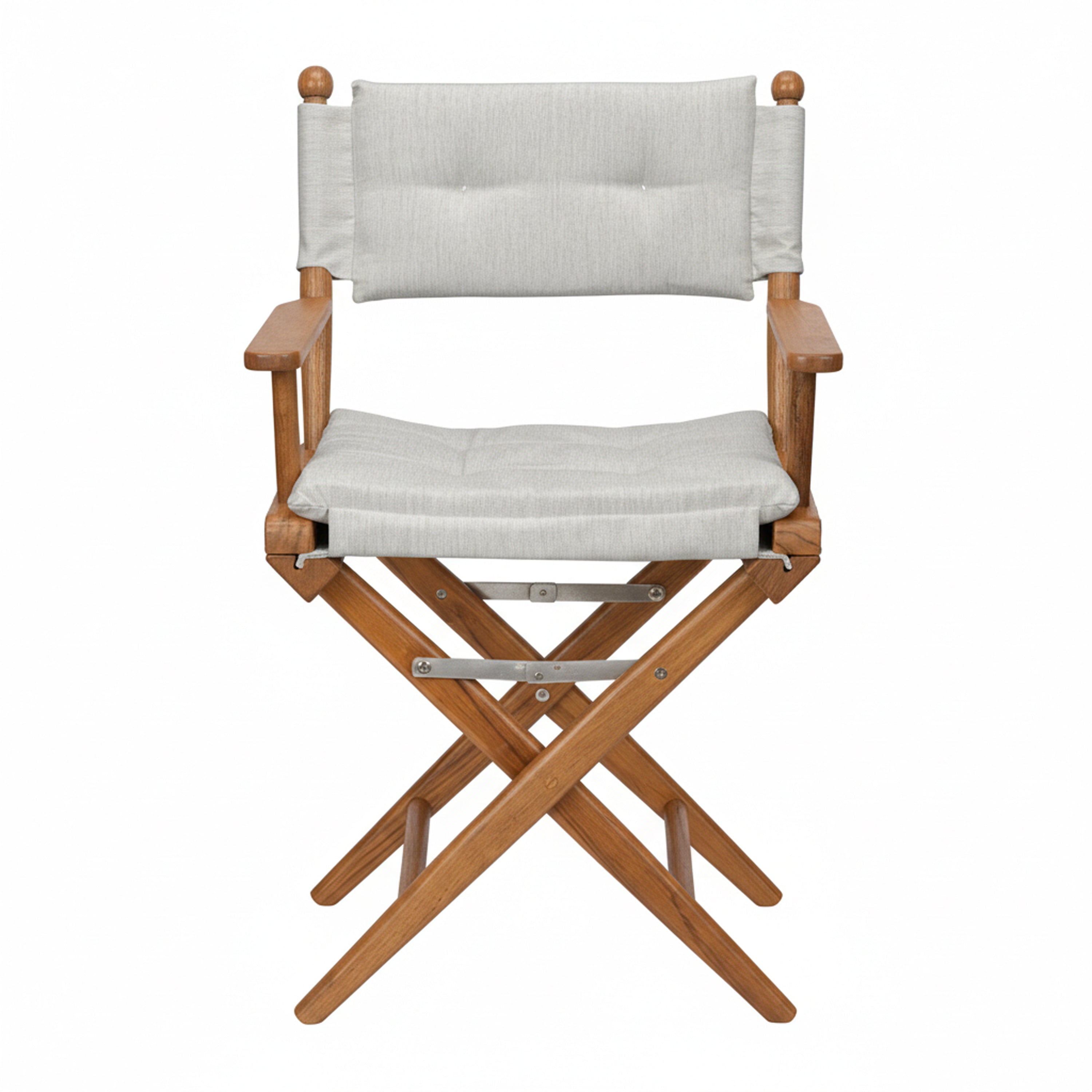 Premium Grade Teak Newport Folding Director's Chair with Graphite Sunbrella Fabric Seat Cushions