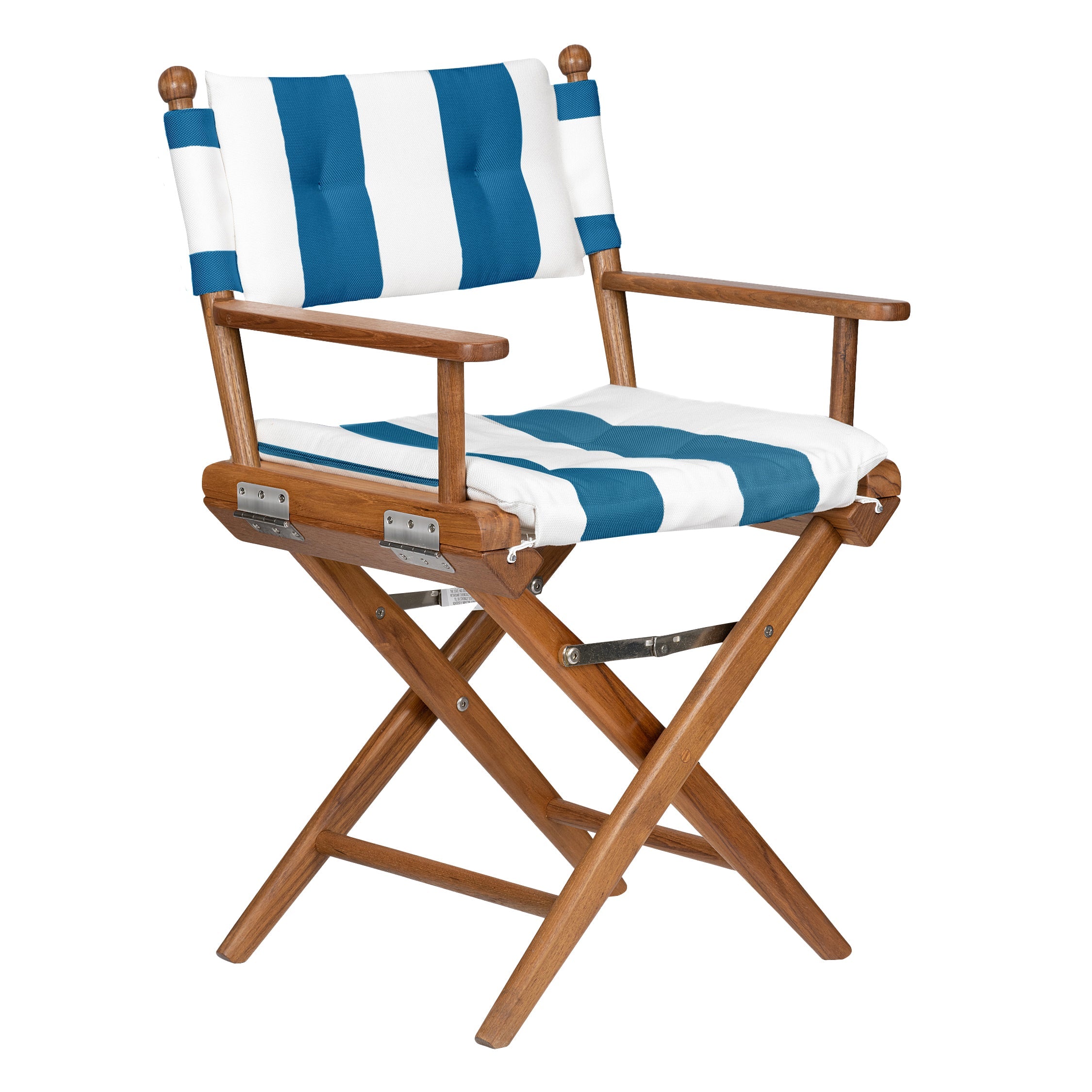 Premium Grade Teak Newport Folding Director's Chair with Cabana Regatta Sunbrella Fabric Seat Cushions