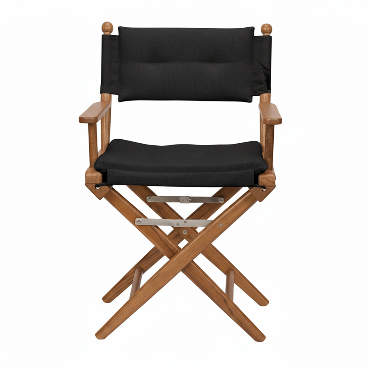 Premium Grade Teak Newport Folding Director's Chair with Black Sunbrella Fabric Seat Cushions