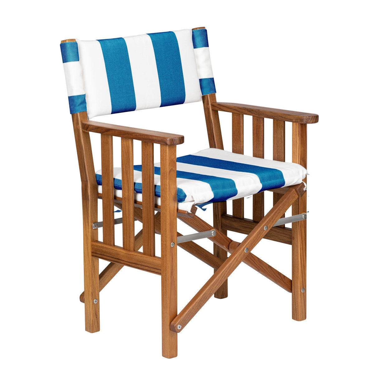Premium Grade Teak Folding Hemmingway Director's Chair with Cabana Regatta Sunbrella Fabric Seat Cushions