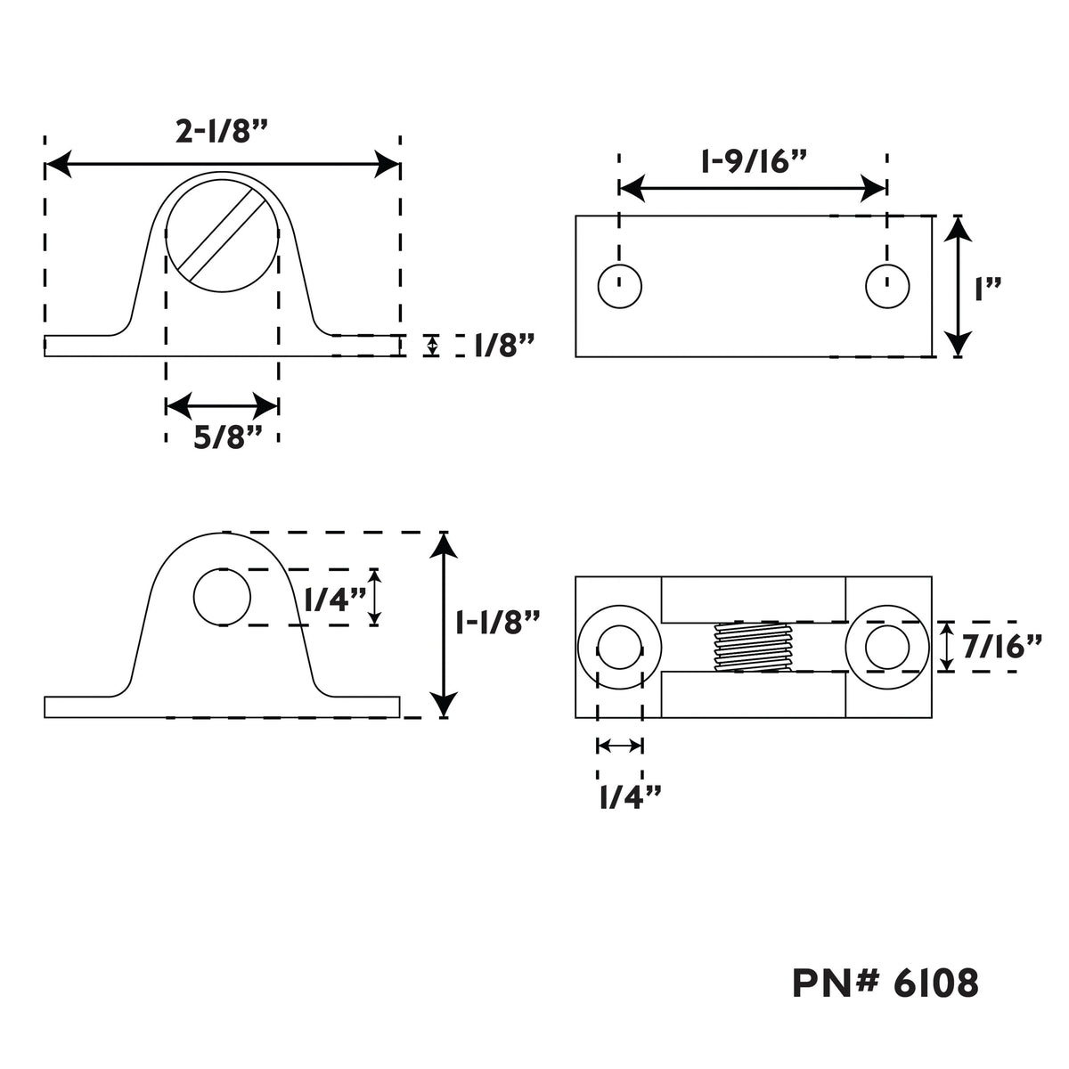 Deck Hinge - Stainless Steel - 6108