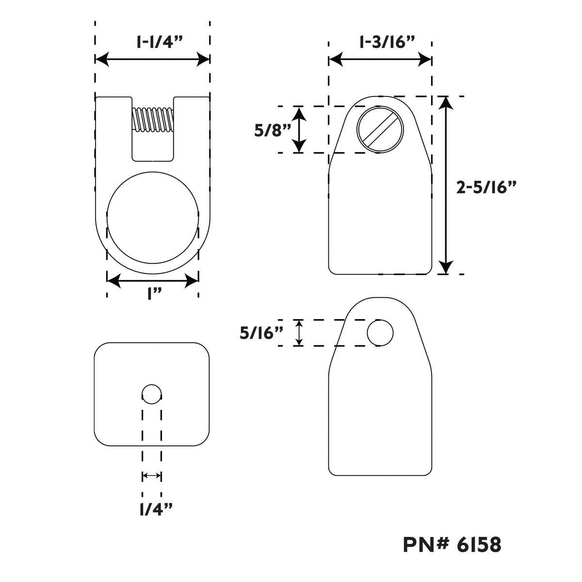 1" 316 Stainless Steel Heavy Duty Top Fitting Assembly Top Slide