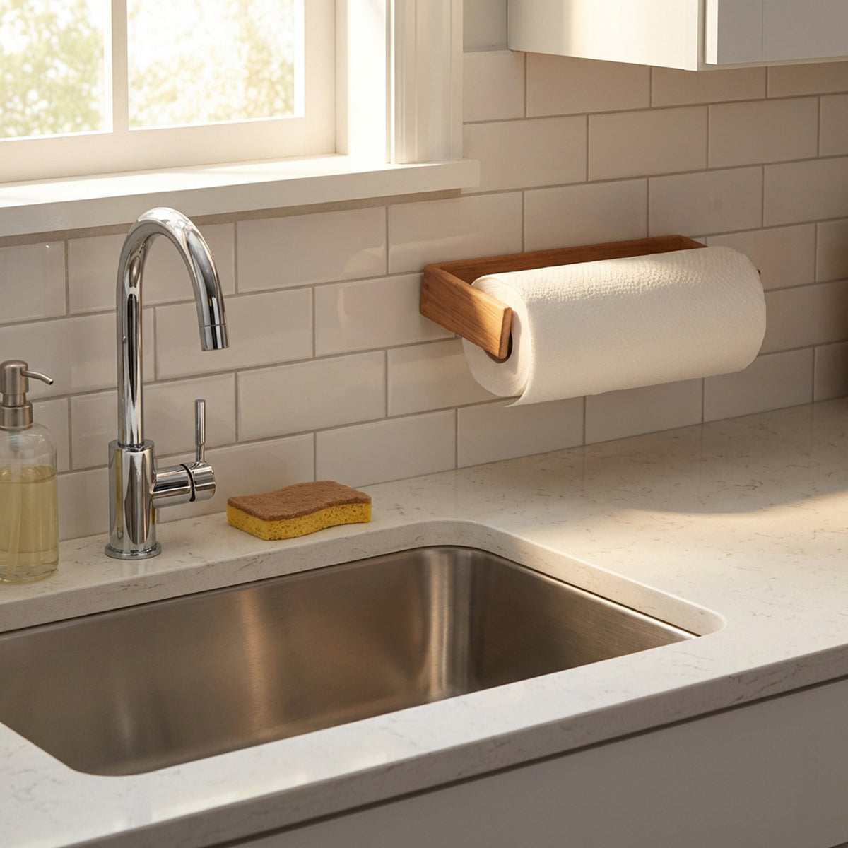 Teak Wall-Mount Paper Towel Holder