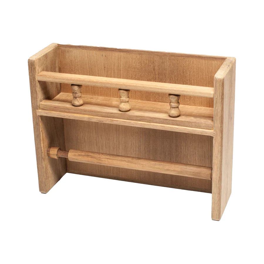 13-1/16" Premium Grade Teak Spice Rack with Paper Towel Holder