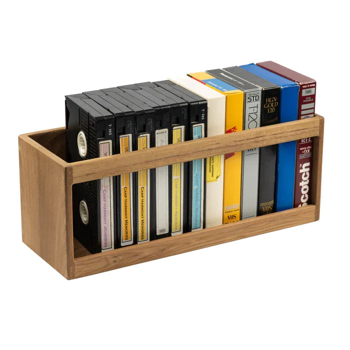 15" Premium Grade Teak VHS Cassette/Paperback Book Rack