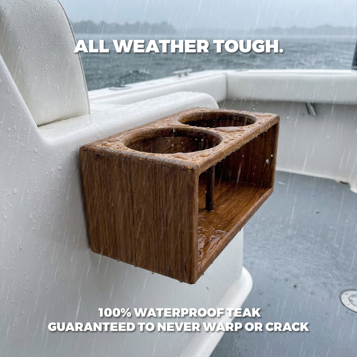 7-1/2" Premium Grade Teak Two-Drink Rack