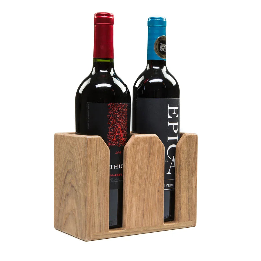 8-3/4" Premium Grade Teak Two-Bottle Rack
