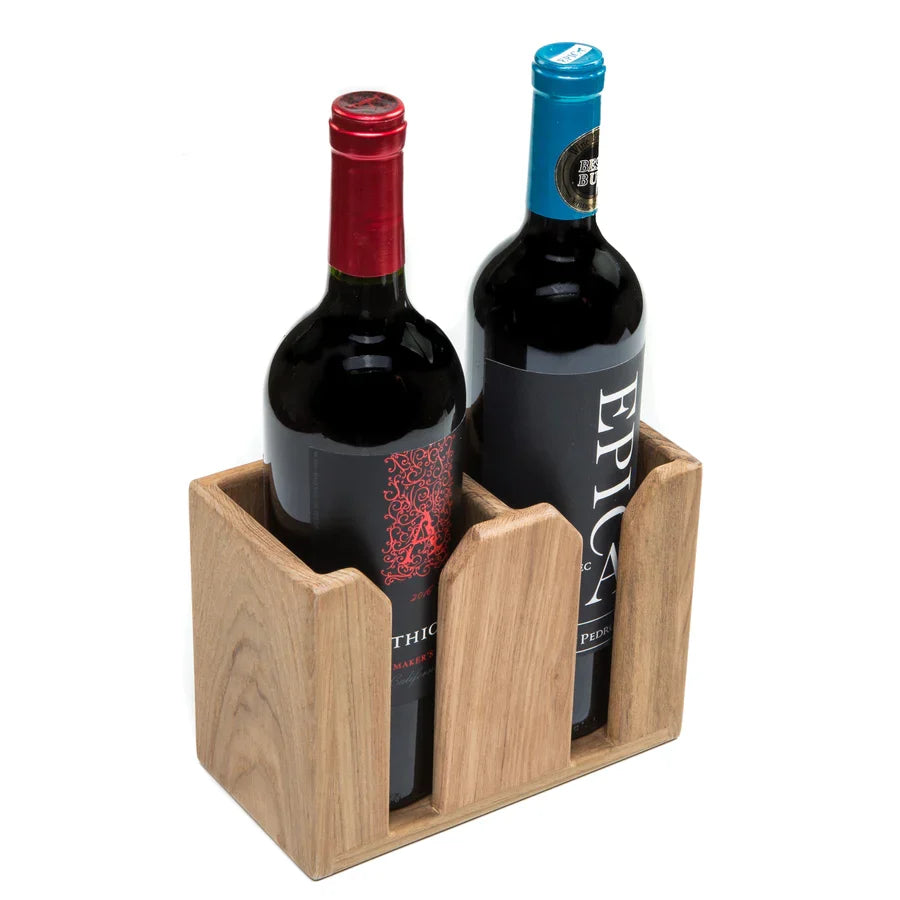 8-3/4" Premium Grade Teak Two-Bottle Rack