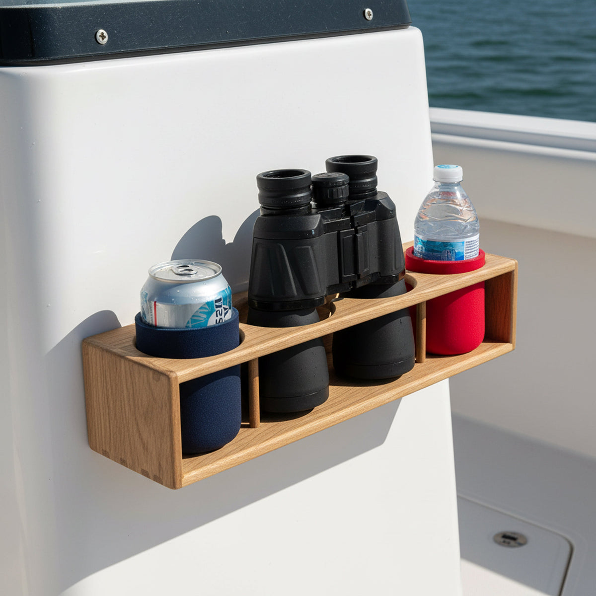 Teak Insulated Drink Holder, Binocular Rack