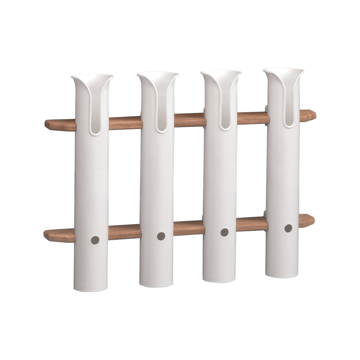 22-1/2" Premium Grade Teak White Polypropylene Four-Rod Tournament Storage Rack