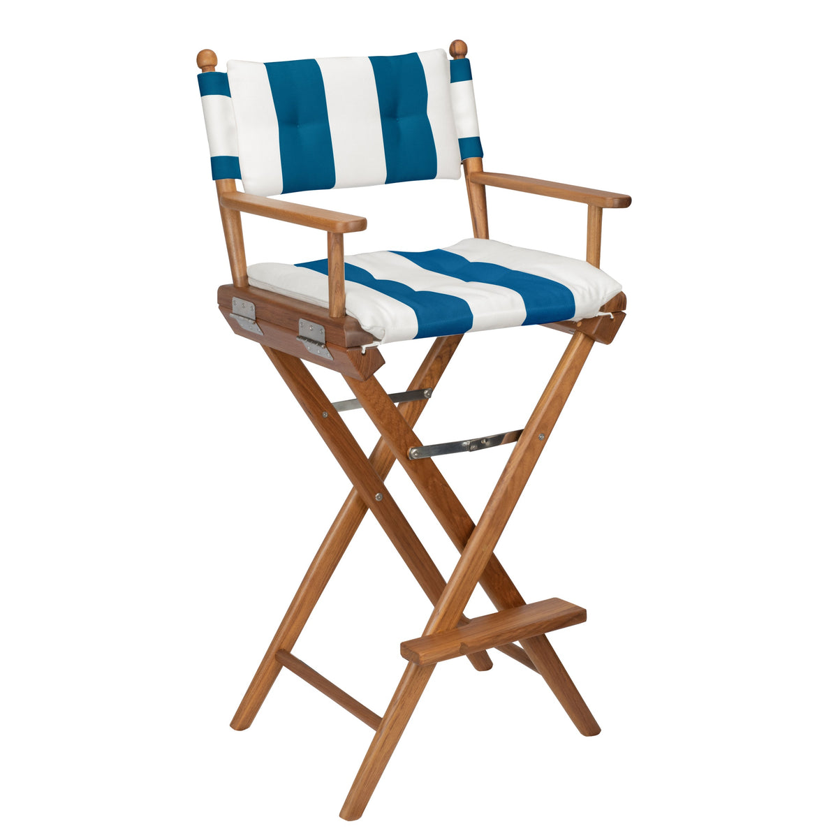Premium Grade Teak Folding Captains Chair with Cabana Regatta Sunbrella Seat Cushions