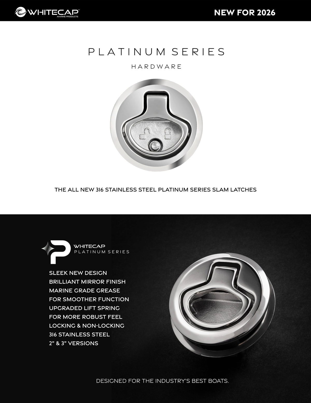 3" Waterproof 316 Stainless Steel Slam Latch - Non-Locking