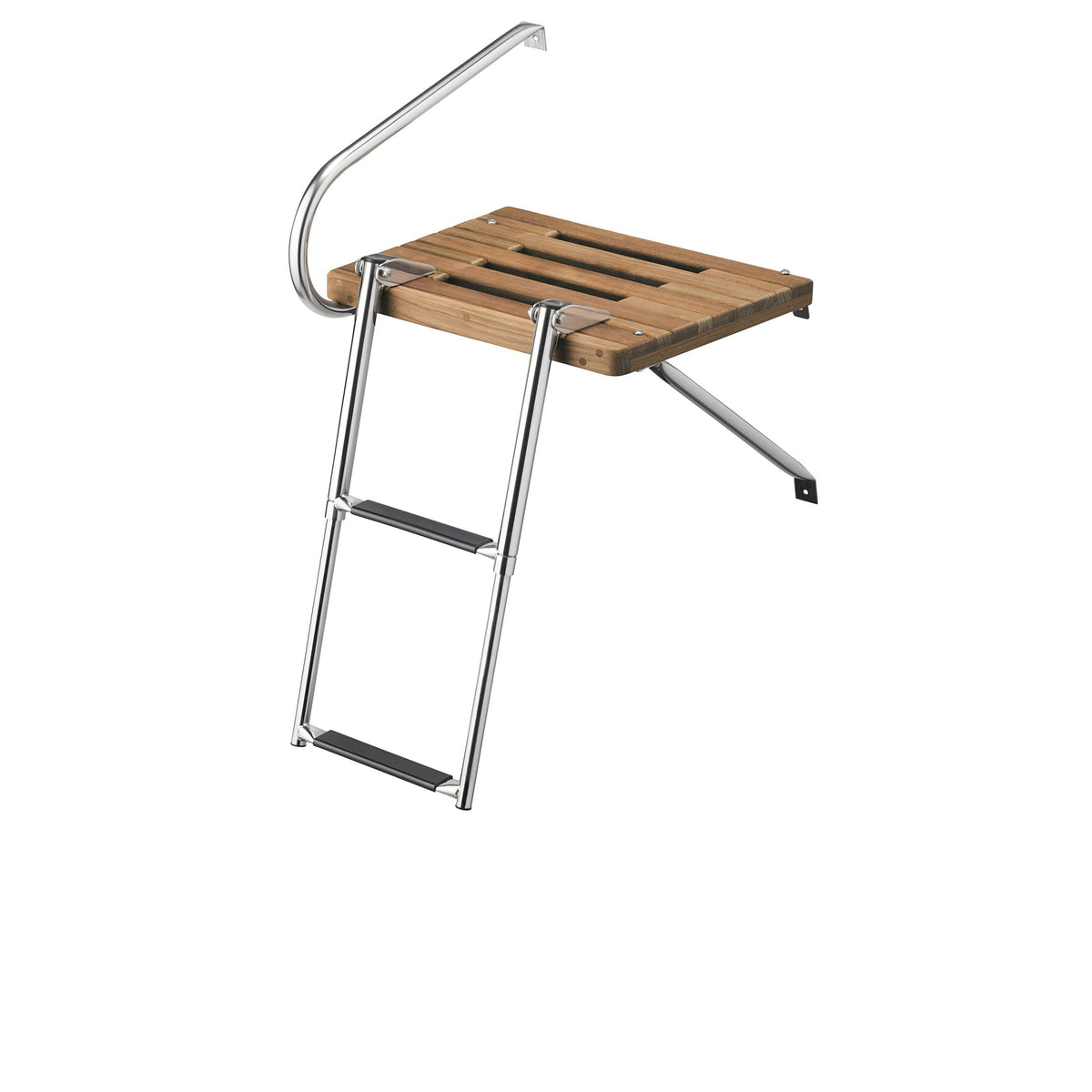 23-1/2" X 11" Premium Grade Teak Outboard Swim Platforms with 2-Step Telescoping Ladder