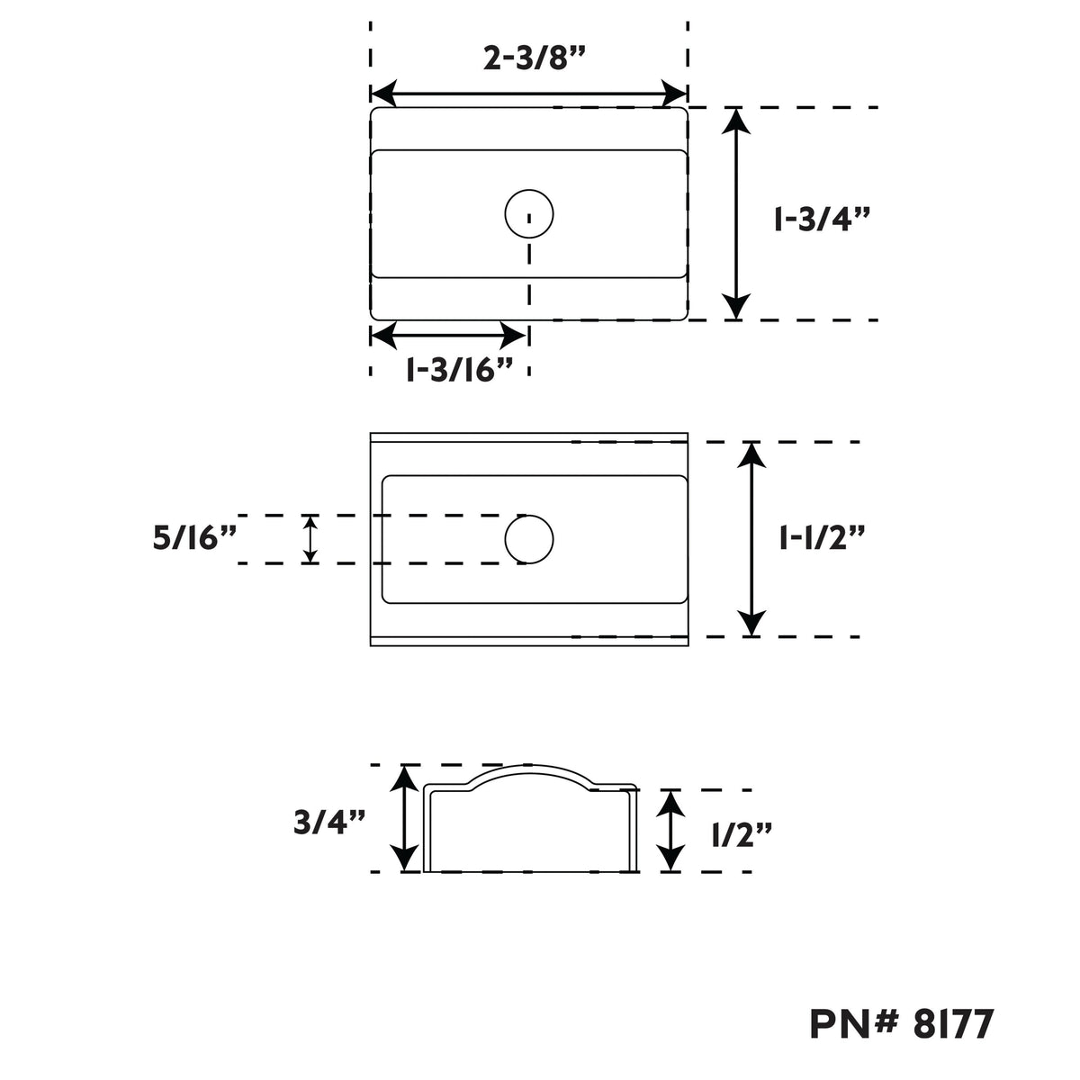 1-1/2" 316 Stainless Steel Center Rub Rail End Cap
