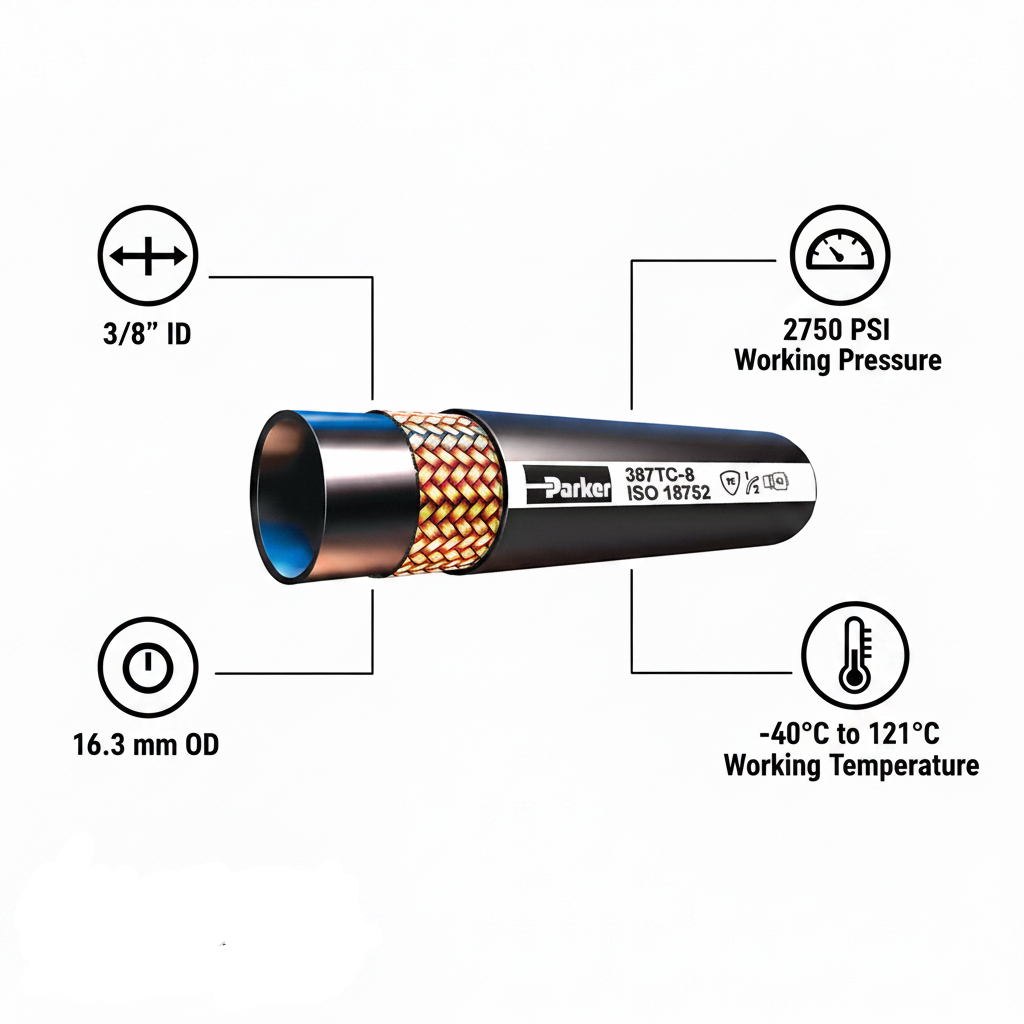 Parker 560TJ-6 ToughJacket Single Wire Braid Parflex Hydraulic Hose 3/8 ID Hose