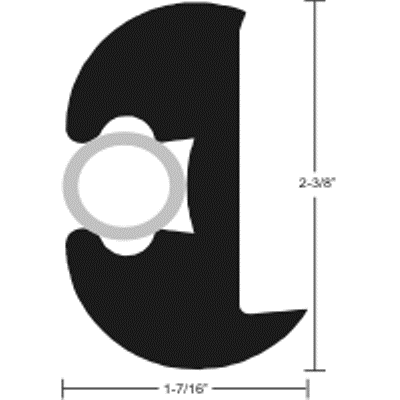 2-3/8" Flexible Vinyl Rub Rail - 2-3/8" H x 1-7/8" W x 100' L