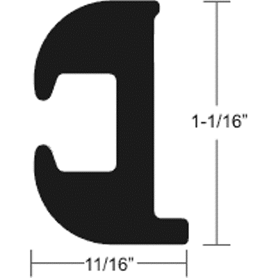 1-1/16" Flexible Rub Rail - 1-1/16" H x 11/16" W X 50' L, Black (insert not included)