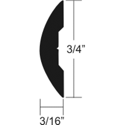 3/4" Anodized Aluminum Rub Rail, Trim - 3/4" H x 3/16" W x 6' L (Qty 2)