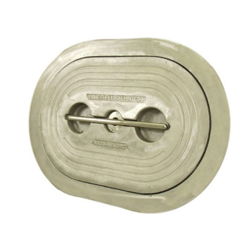 Baier, Hatch, Flush, Pull-Up T-Handle, Oval, 15" x 24", Aluminum w/ Aluminum Ring