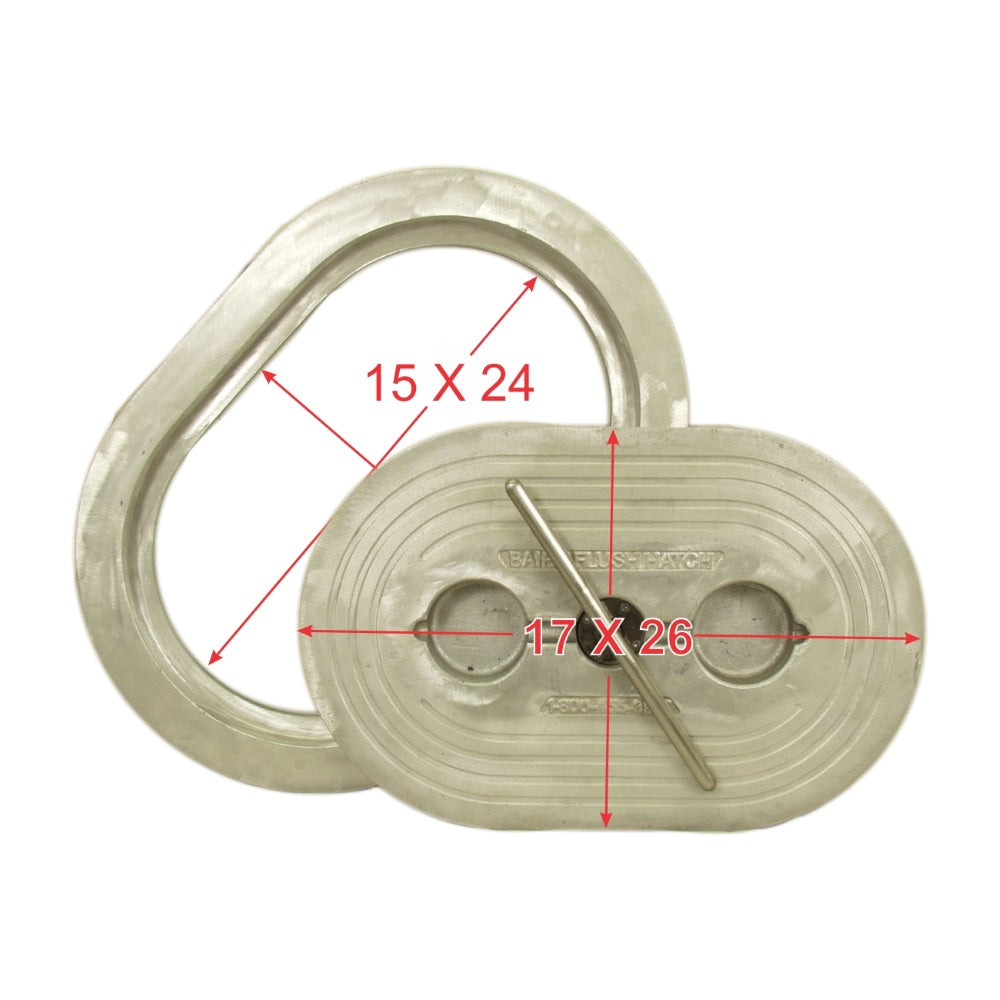 Baier Pull-Up T-Handle Oval 15" x 24" Aluminum Hatch Cover