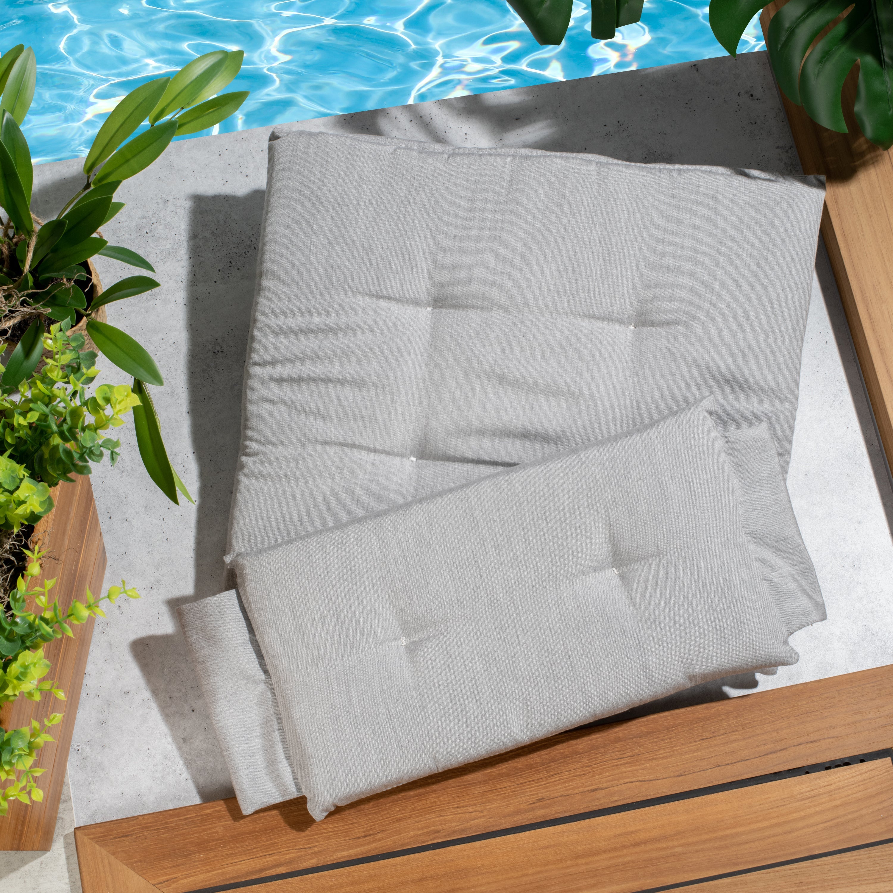 Premium Grade Teak Newport Folding Director's Chair with Graphite Sunbrella Fabric Seat Cushions