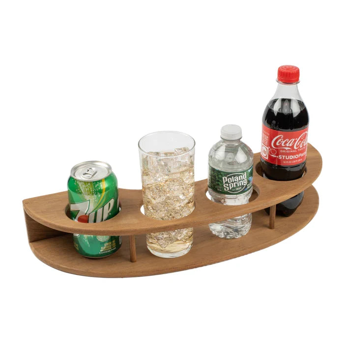 17-3/8" Premium Grade Teak Curved Four Drink Rack
