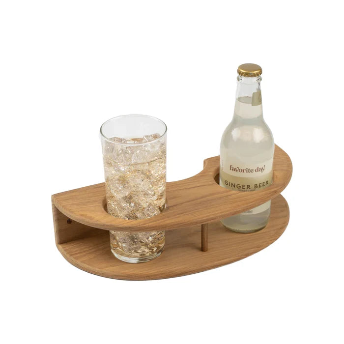12" Premium Grade Teak Curved Two Drink Rack