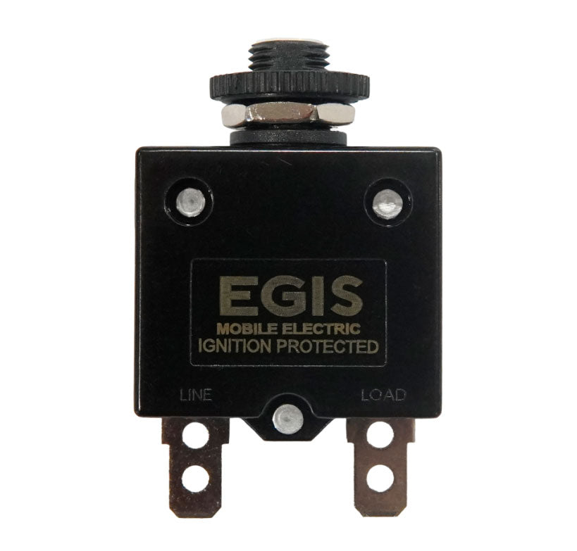 Push Button Panel Mount Circuit Breaker, Spade Terminals, 25 Amp, Reta