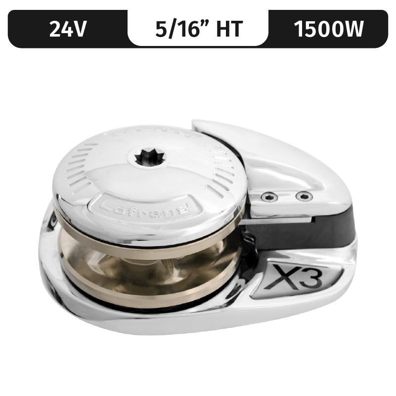 Lofrans Windlass Project 1500/X3, 24Vdc, 1500W Low-Profile, 5/16"Ht Gypsy