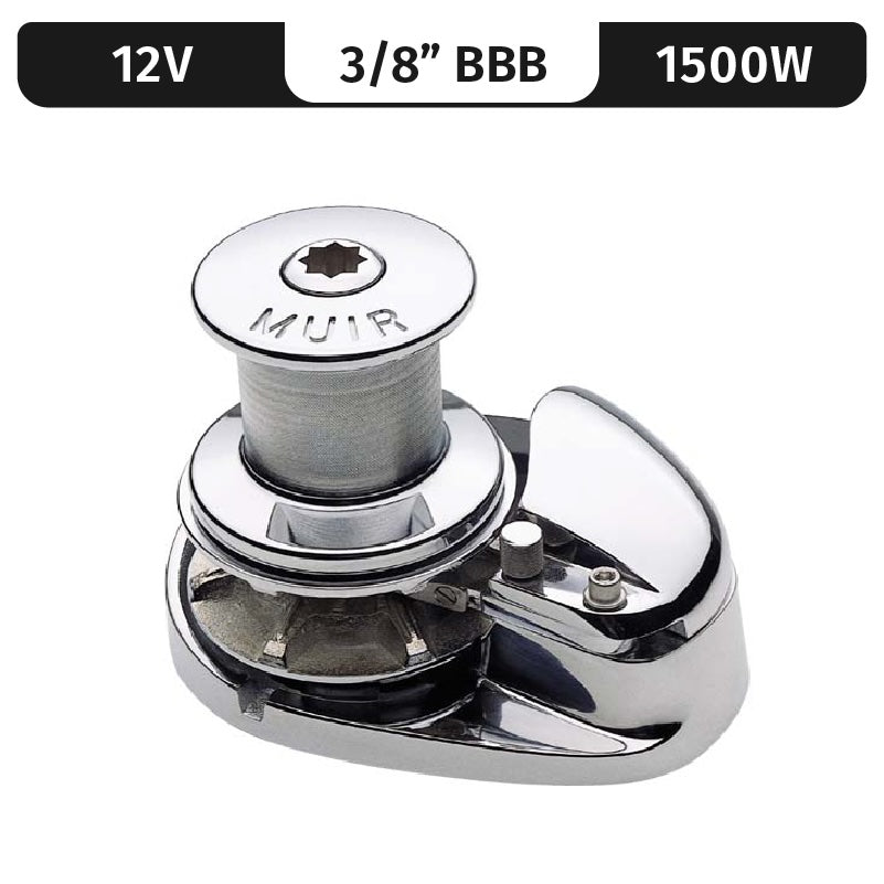 Muir Vertical Windlass Storm 2200, Stainless Steel, 12V, 1500W Capstan, Vert. Rope/Chain Windlass F/ 3/8"Bbb