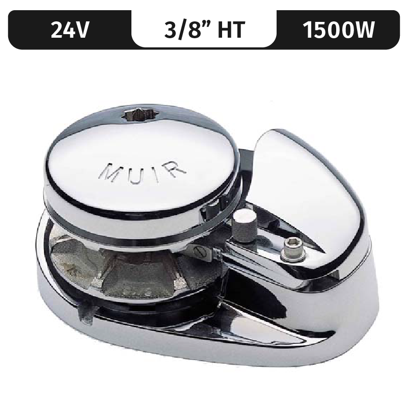 Muir Vertical Windlass Storm 2200, Stainless Steel, 24V, 1500W Low-Profile, Vert. Rope/Chain Windlass F/ 3/8"Ht