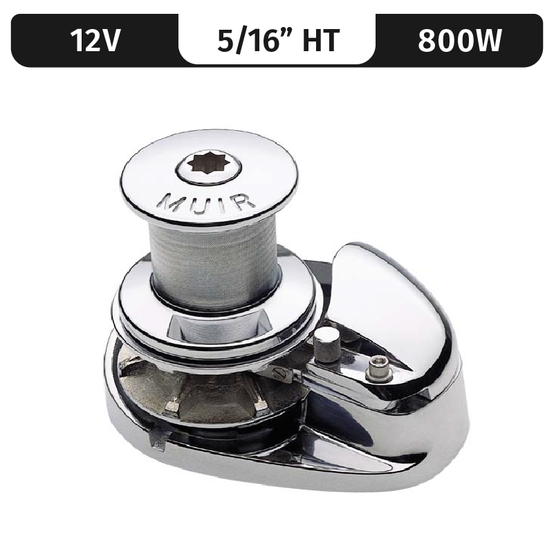Muir Vertical Windlass Storm Vrc850, Stainless Steel, 12V, 800W Capstan, Vert. Rope/Chain Windlass F/ 5/16"Ht/Bbb