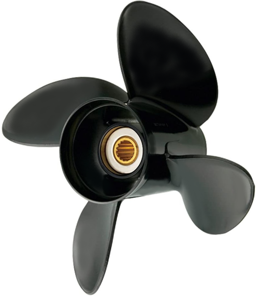 10.625 Dia. 11 Pitch 4 Blade RH Aluminum Propeller Fits 25-60 HP 3 1/2" Gearcase (13-Spline & Thru Hub Exhaust)  Model AR-4
