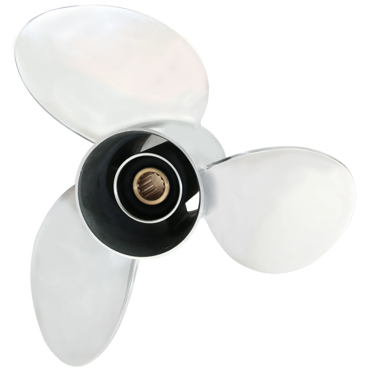 13 1/4 Dia. 17 Pitch 3 Blade RH Stainless Steel Propeller Fits 50-140 HP 4 1/4" Gearcase (15-Spline & Thru Hub Exhaust)  Model HRS-3