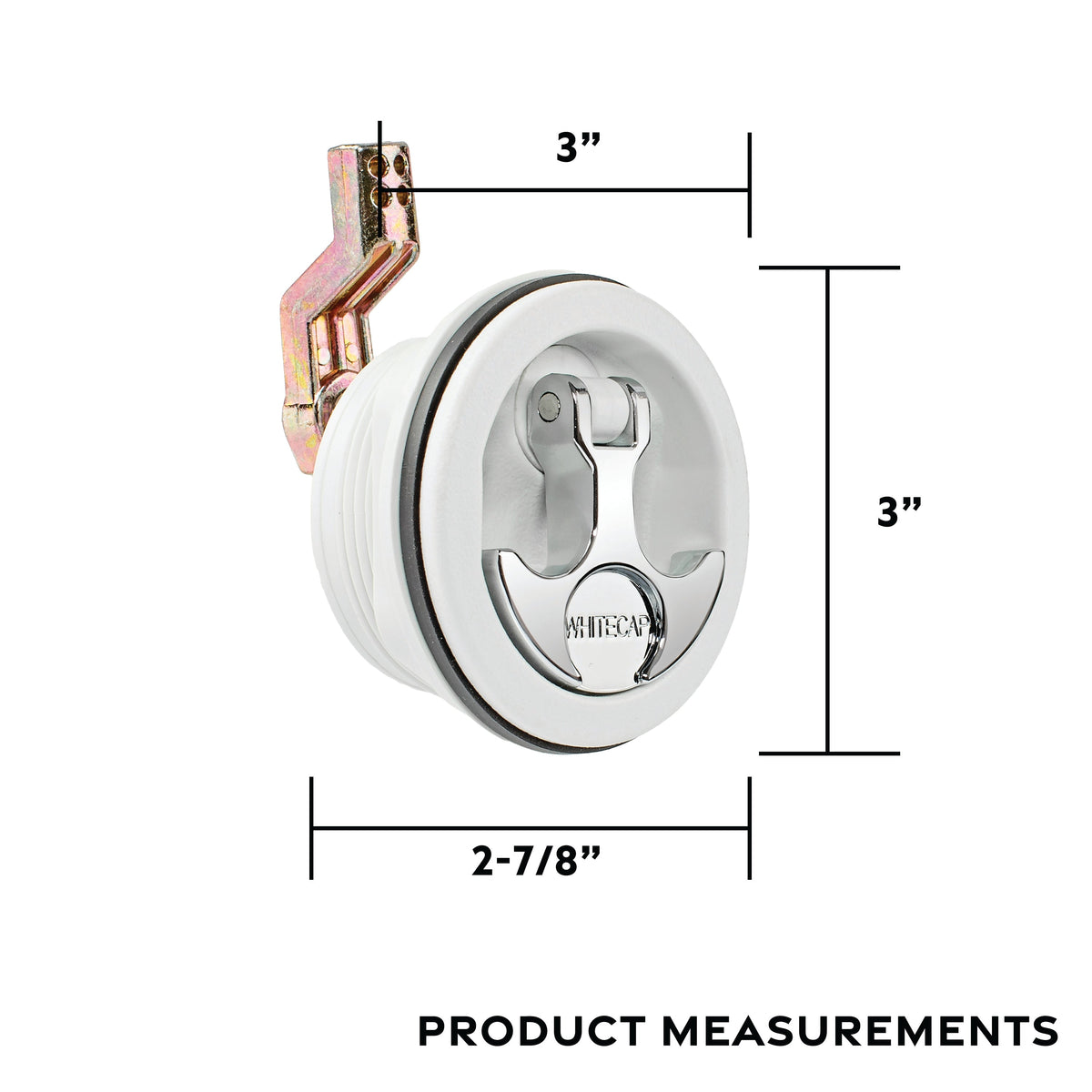 Locking Latch, White Body w/ Chrome Plated Zamac T-Handle