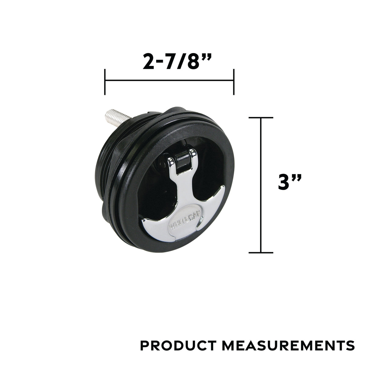 T-Handle Latch, Non-Locking, Black Nylon w/ Chrome T-Handle, NO Cam Bar